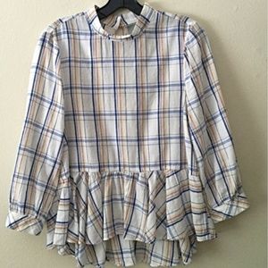 Anthropologie Sava Swing Plaid Peplum Top (10)
